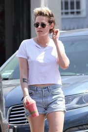 Kristen Stewart in Denim Shorts - Out in Los Angeles