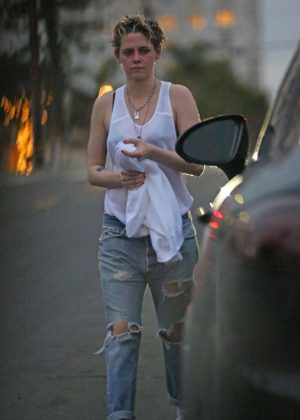 Kristen Stewart in Ripped Jeans - Out in Los Angeles