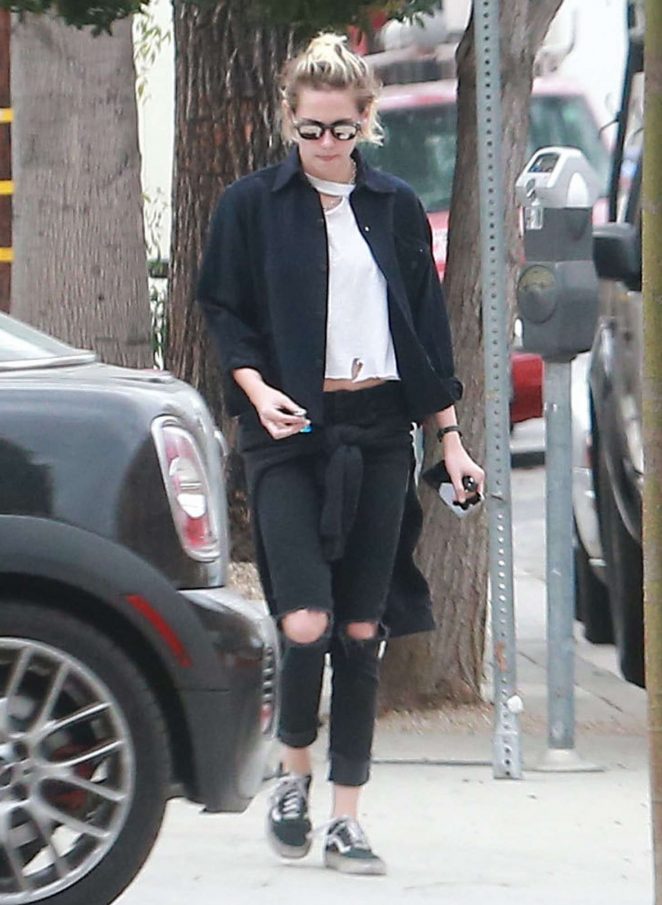 Kristen Stewart in Black Ripped Jeans out in West Hollywood