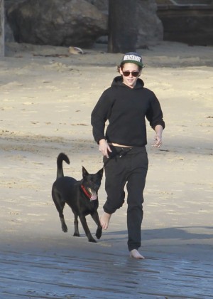 Kristen Stewart on the beach in Malibu