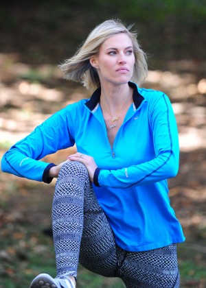 Kristen Taekman in Leggings Working out in Central Park in NY