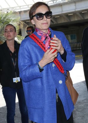 Kristin Scott Thomas Arrives at Nice airport in Cannes