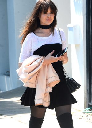 Kristina Bazan in Mini Dress Heads to Nine Zero One hair salon in West Hollywood