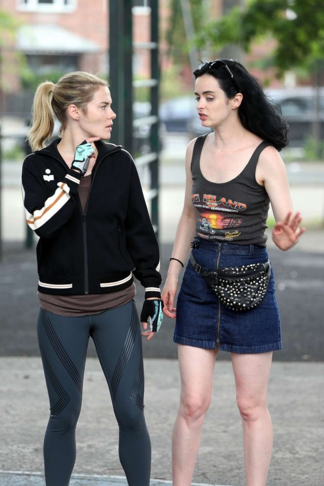 Krysten Ritter and Rachael Taylor - Filming 'Jessica Jones' Season 3 in Queens