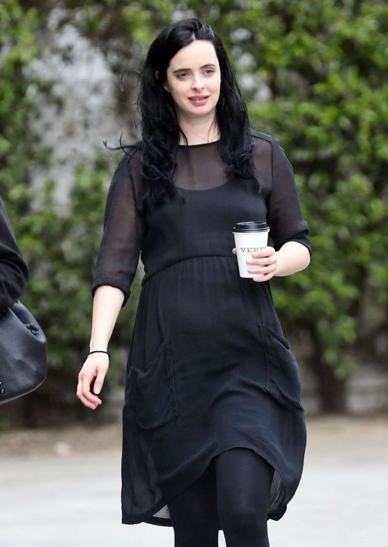 Krysten Ritter in Black Dress at Verve Coffee in West Hollywood