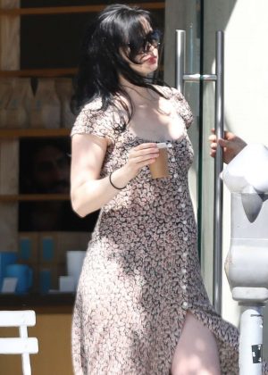 Krysten Ritter in Summer Dress at The Blue Bottle Coffee in West Hollywood