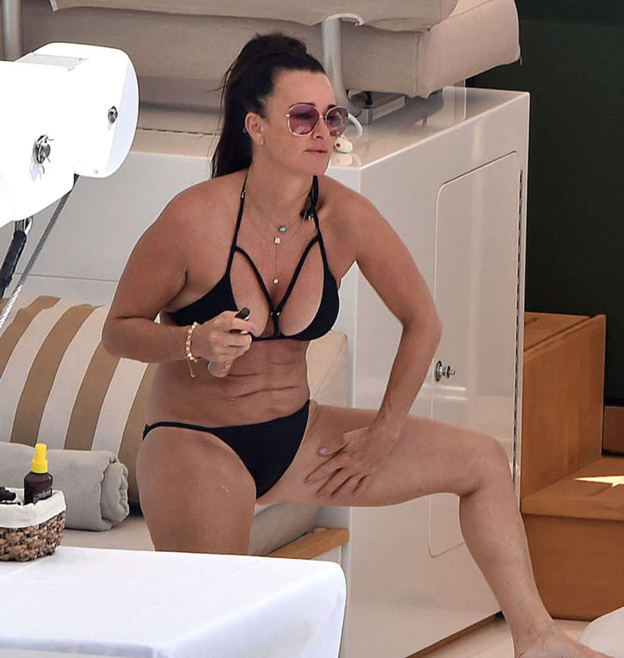 Kyle Richards - Bikini Candids on a yacht in Portofino. 