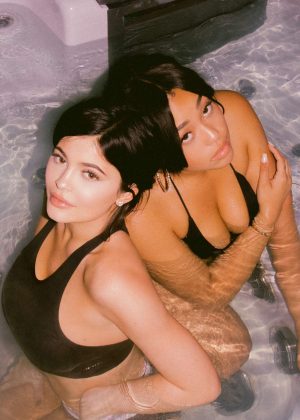 Kylie Jenner and Jordyn Woods - Hot tub photoshoot in Wyoming