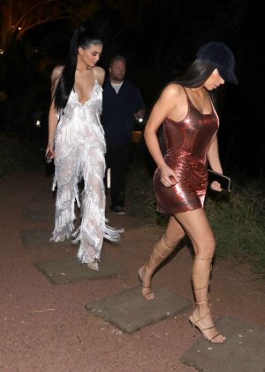 Kylie Jenner and Kim Kardashian out to dinner in Costa Rica