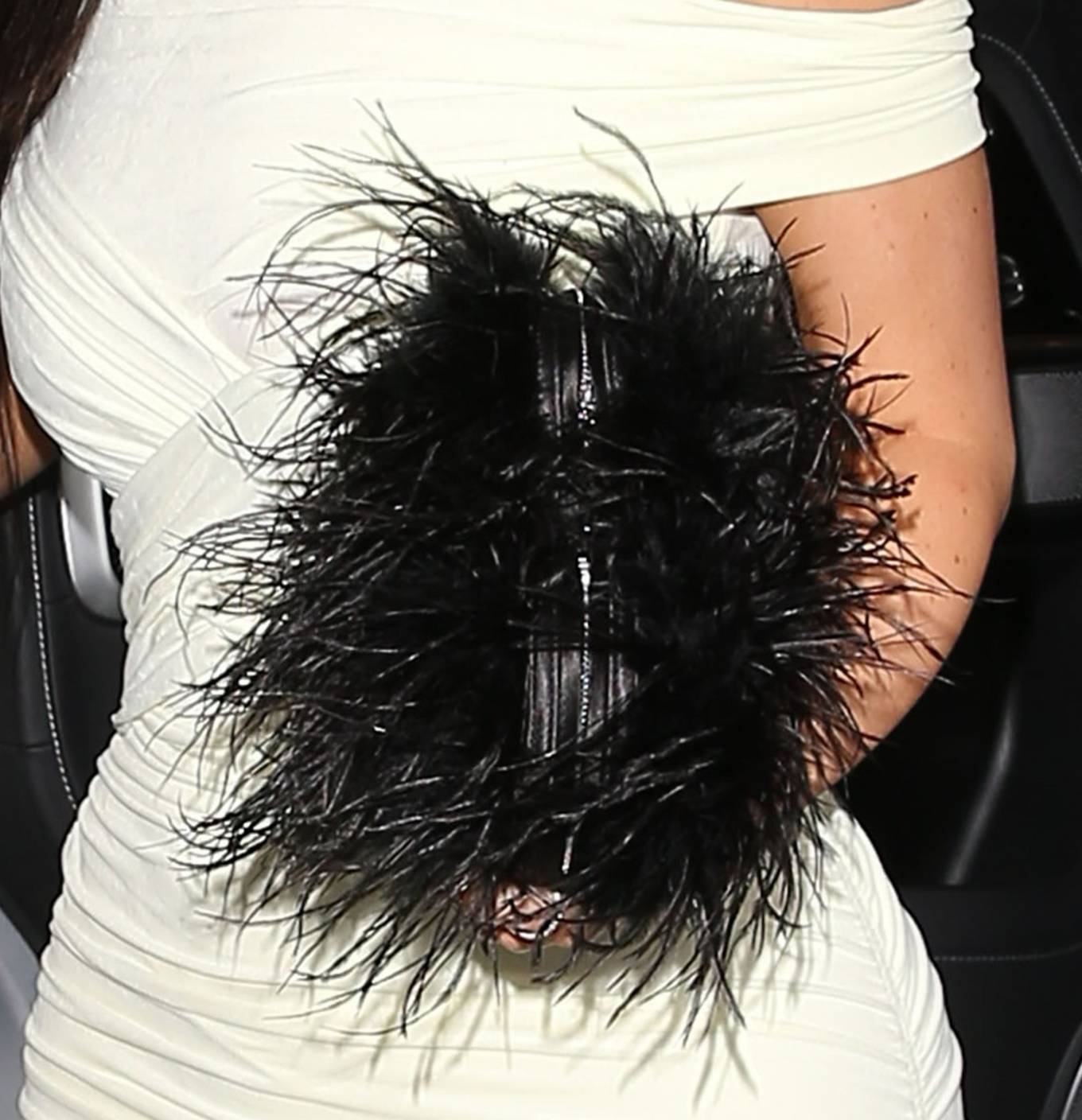 Kylie Jenner 2022 : Kylie Jenner – In a white dress and a black fluffy handbag by Alexander Wang at Casa Vega-02