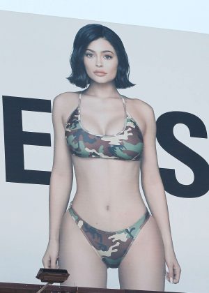 Kylie Jenner in Bikini for 'Kylie Shop' campaign on a billboard in West Hollywood