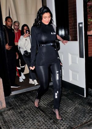 Kylie Jenner in Black Body Suit Out iin New York City