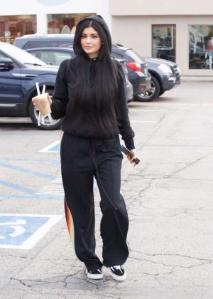 Kylie Jenner in Black Sweats out for Shopping in Malibu