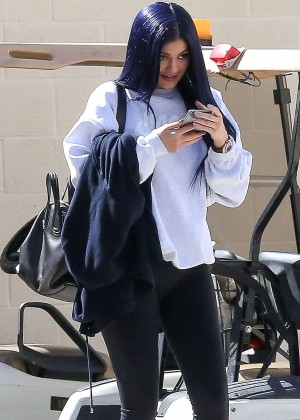 Kylie Jenner in Black Tights Out in Calabasas