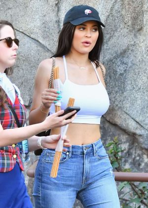 Kylie Jenner in Jeans and Tank Top Out at Disneyland