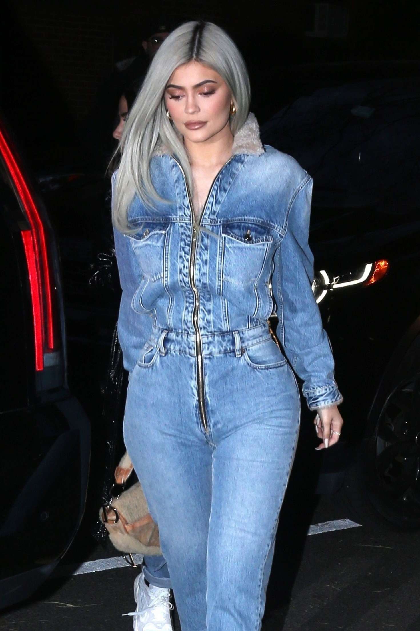 Kylie Jenner in Jeans Jumpsuit -01 | GotCeleb