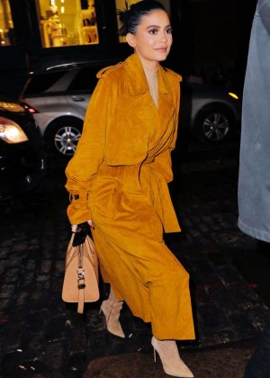 Kylie Jenner in Long Coat Out For Dinner in New York