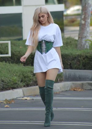 Kylie Jenner in Mini Dress Leaves an Office Meeting in LA