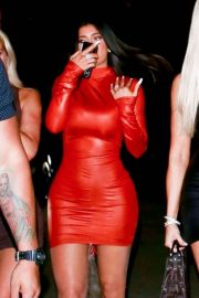 Kylie Jenner in Red Mini Dress - Night out in LA