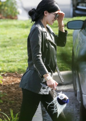 Kylie Jenner in Tights Out for lunch in Calabasas