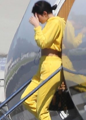 Kylie Jenner in Yellow - Arrives to Los Angeles