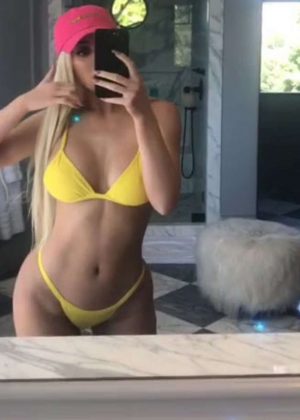 Kylie Jenner in Yellow Bikini - Social Media Pics