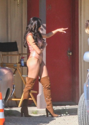 Kylie Jenner on set of a new commercial for Kylie Lip Kit in Palm Desert