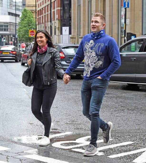 Kym Marsh and Scott - Seen as they head to House Of Evelyn Hair and Beauty in Manchester