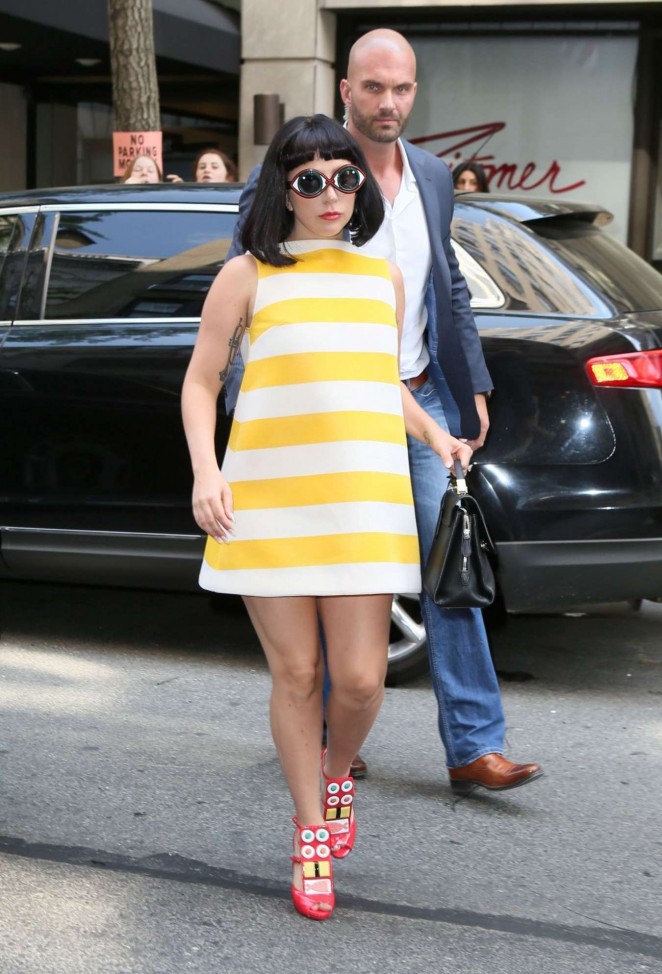 Lady Gaga in Short Dress Arriving at a Hotel in NYC