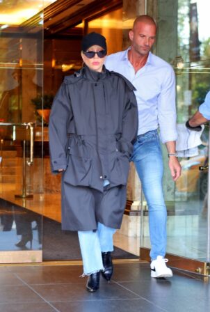 Lady Gaga - In a black trench coat and jeans while out in New York