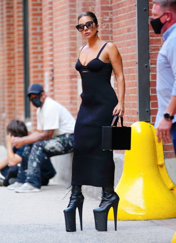 Lady Gaga - In black dress in New York City