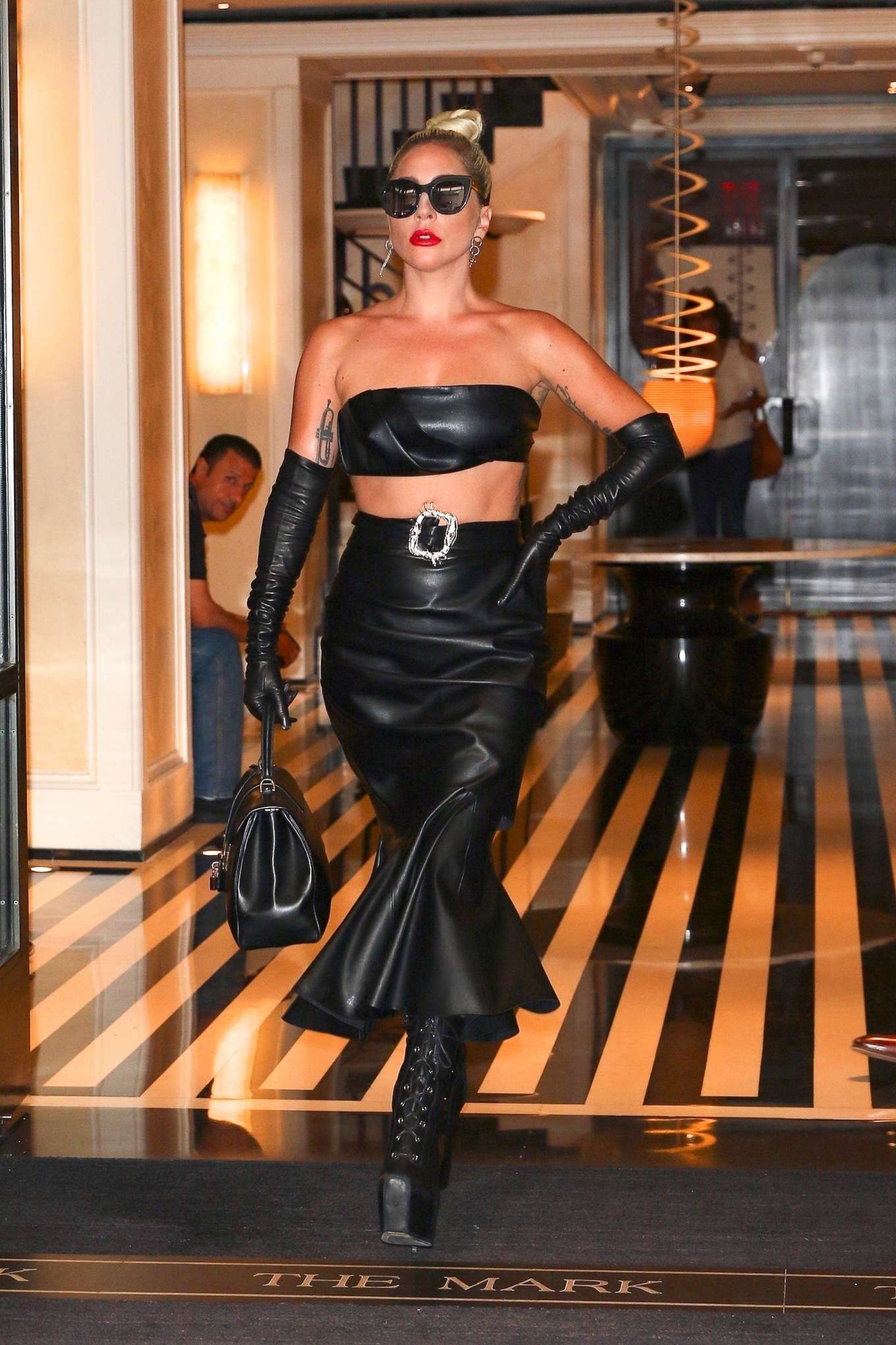 Lady Gaga In Black Leather Look 03 Gotceleb