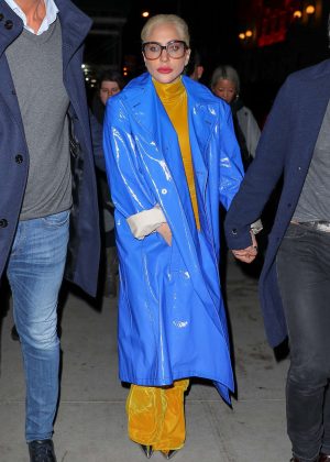 Lady Gaga in Blue Coat - Leaving Marta Restaurant in New York City