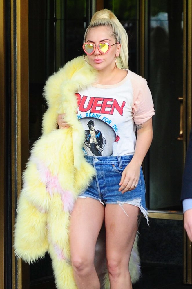 Lady Gaga in Denim Shorts in NYC