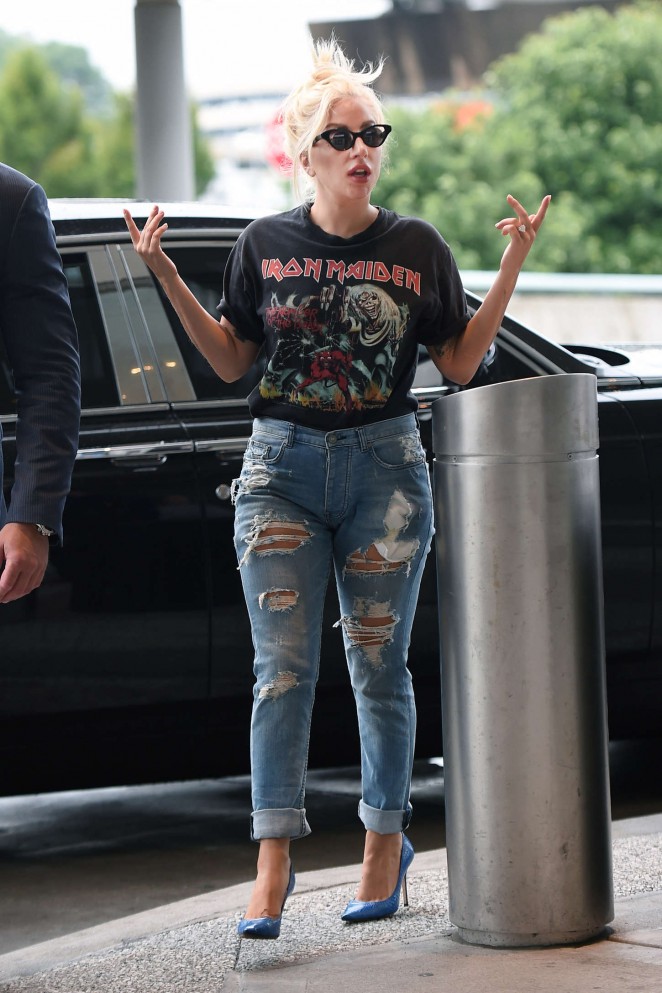 Lady Gaga in Jeans at JFK airport in NYC