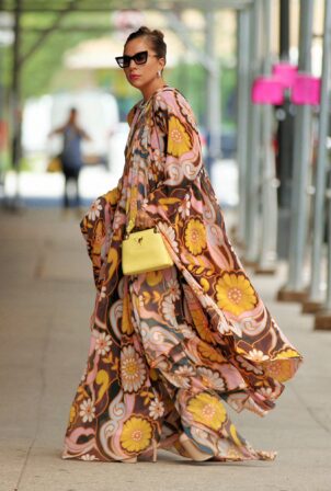 Lady Gaga - In maxi floral dress at Highline Stages in New York