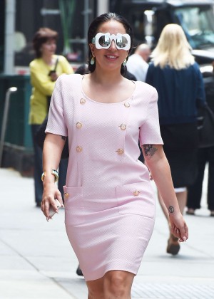 Lady Gaga in Pink Dress Out in NYC