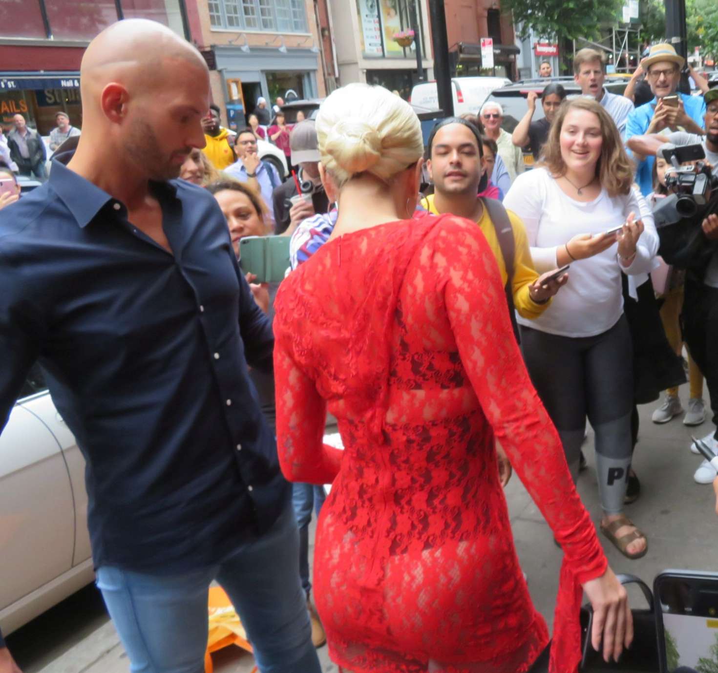 Lady Gaga in Red Mini Dress - Arriving to Electric Lady Studio in NYC. 