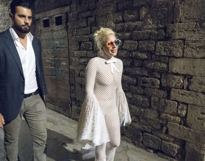 Lady Gaga - Leaving a restaurant in Perugia