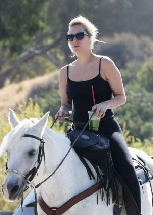 Lady Gaga on a horse ride near Malibu
