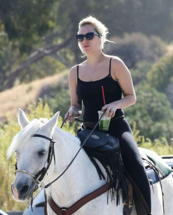 Lady Gaga on a horse ride near Malibu