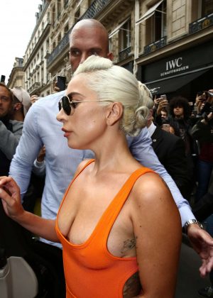 Lady Gaga - Seen at her Hotel In Paris