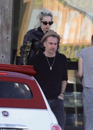 Lady Gaga with fiance Christian Carino - Leaving a Starbucks in Malibu