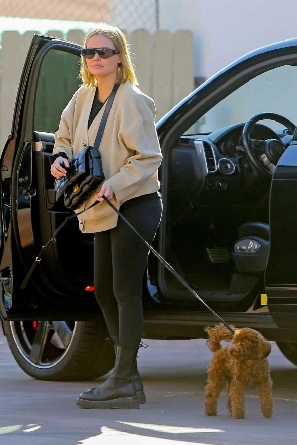 Lara Bingle takes her dog for a walk in West Hollywood