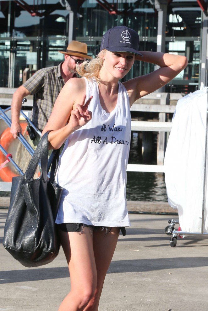 Lara Stone in Shorts out in Sydney Harbour