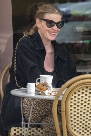 Lara Stone - Seen outside a cafe in North London