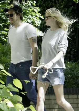 Lara Stone with her boyfriend out in London