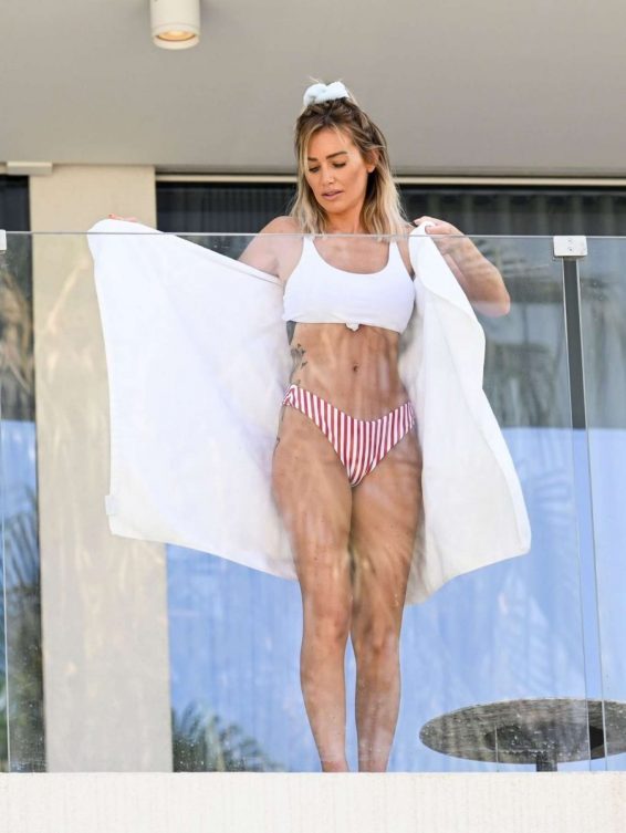 Laura Anderson in Bikini on the balcony in Dubai