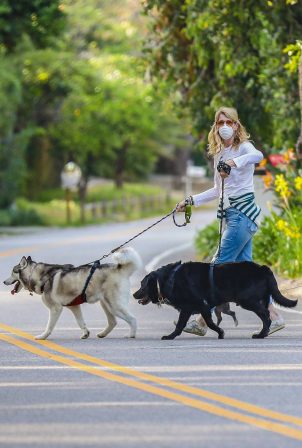 Laura Dern - Walking her dogs in Santa Monica