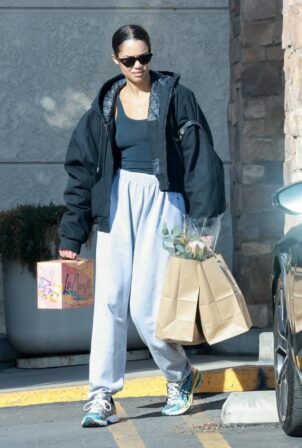 Laura Harrier - Seen after grocery shopping at Gelson's Markets in Los Feliz